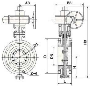 Ordinary Type BQWA Flange Three Eccentric Electric Butterfly Valve